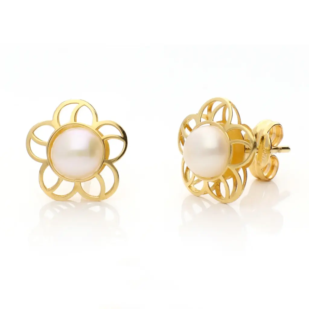 Pendientes Presión Flor Perla
