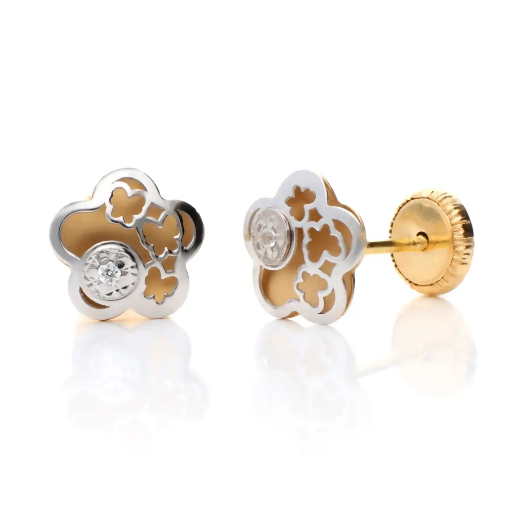 Pendientes Tuerca Flor Bicolor