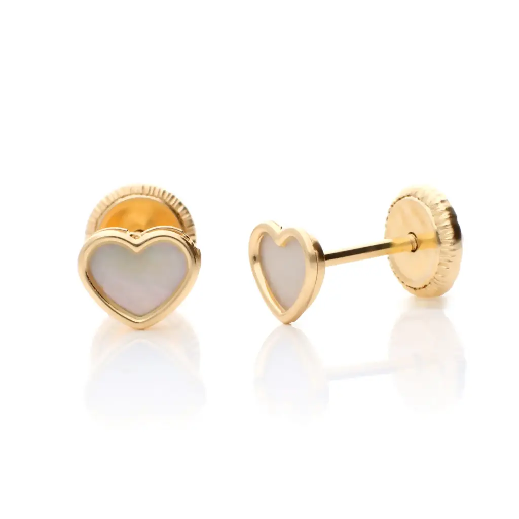 Pendientes Tuerca Corazón Nácar