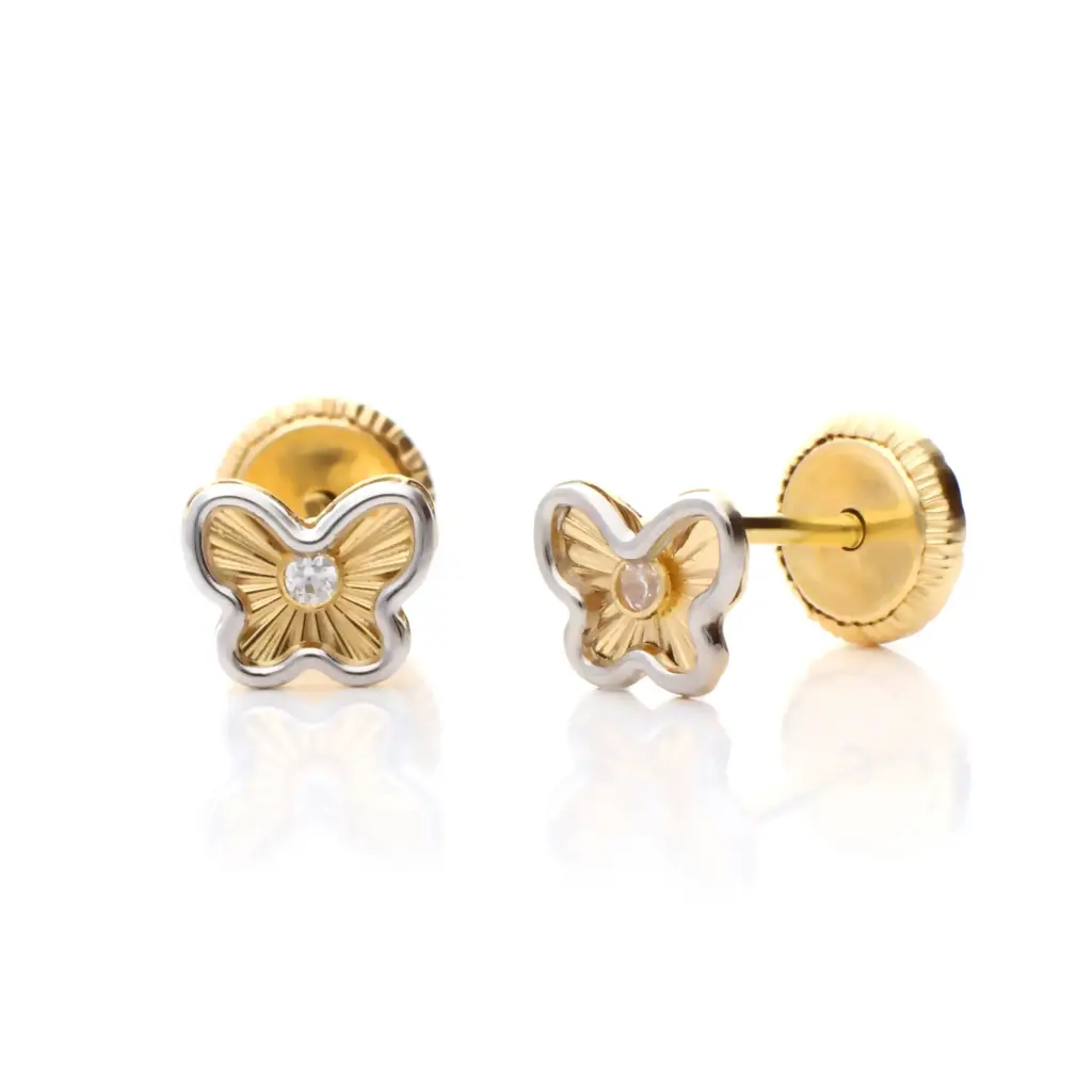 Pendientes Tuerca Mariposa Bicolor