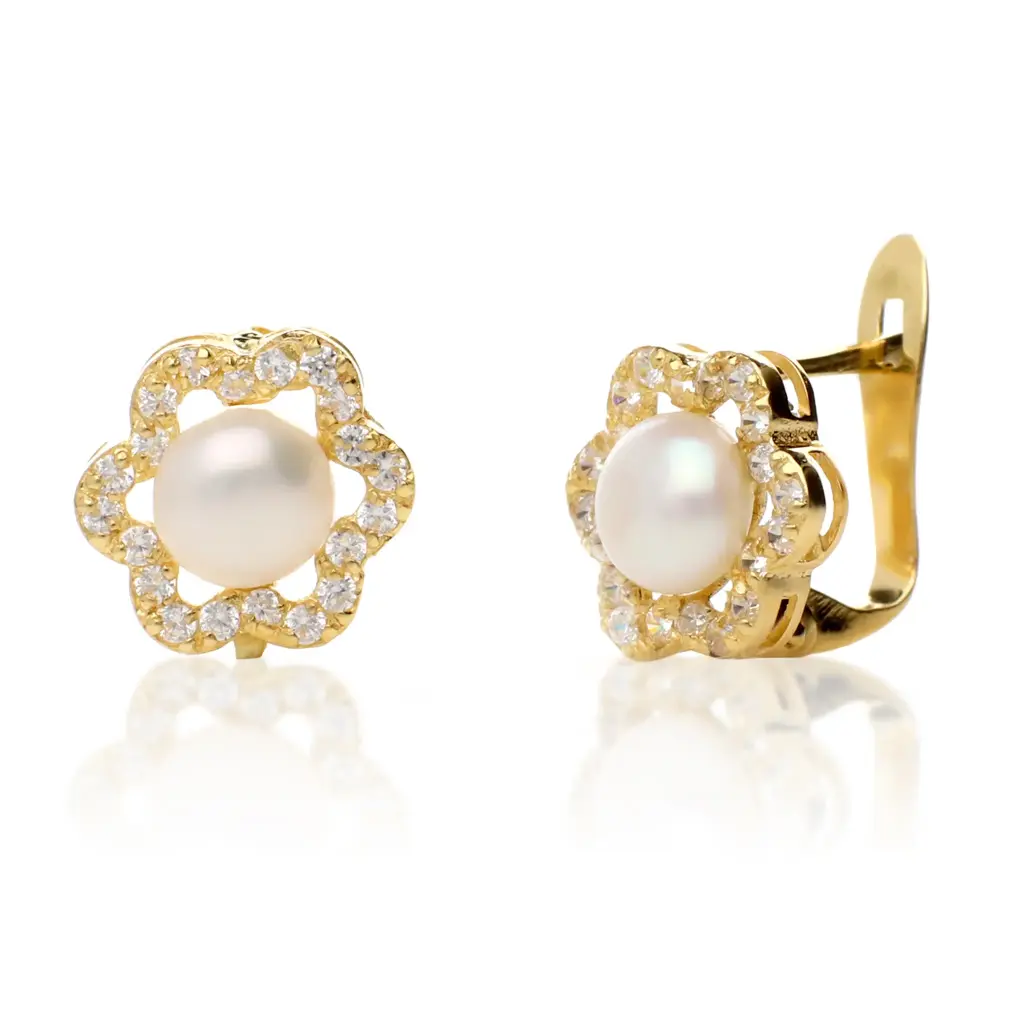 Pendientes Catalán Flor Perla con Circonitas