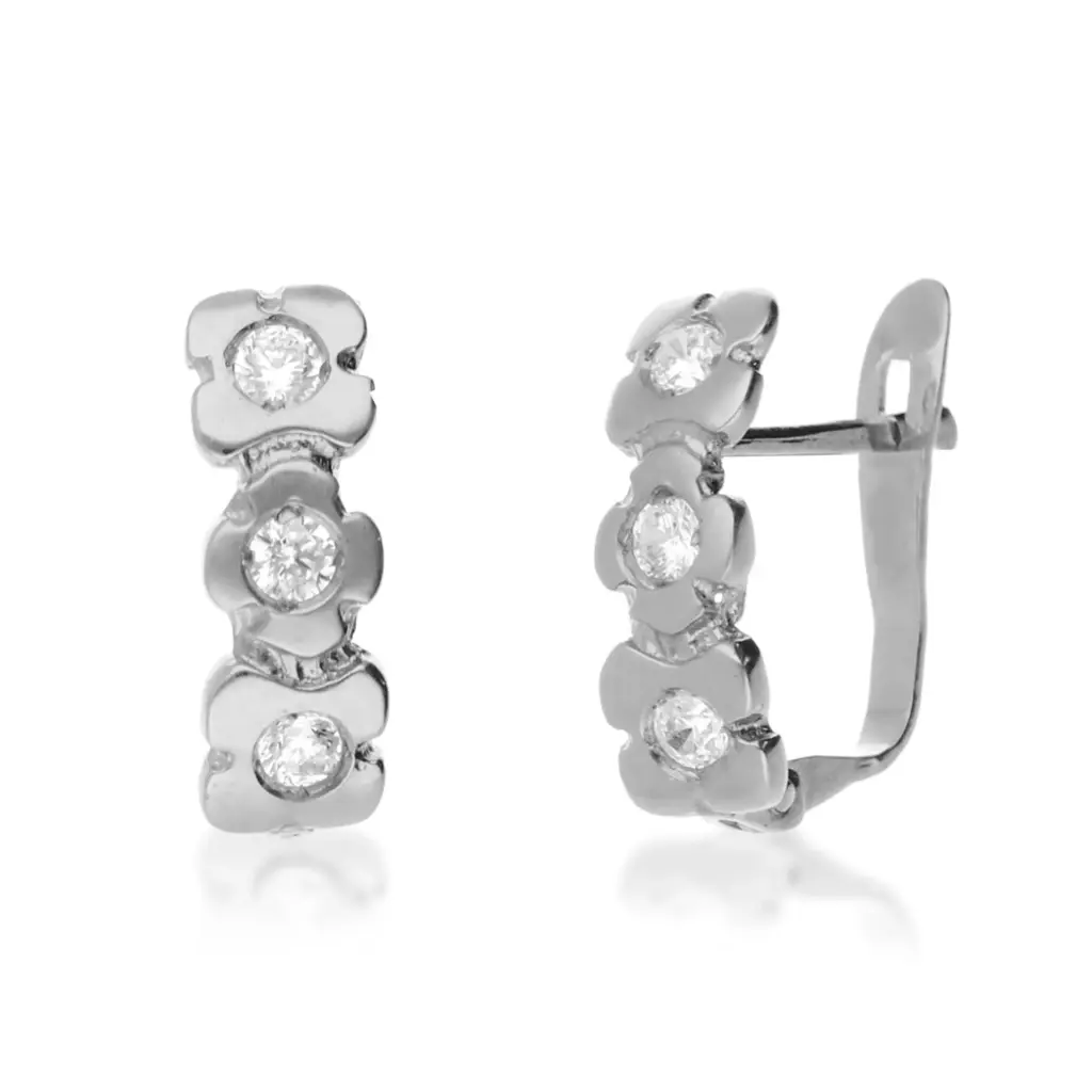 Pendientes Catalán Flores Oro Blanco