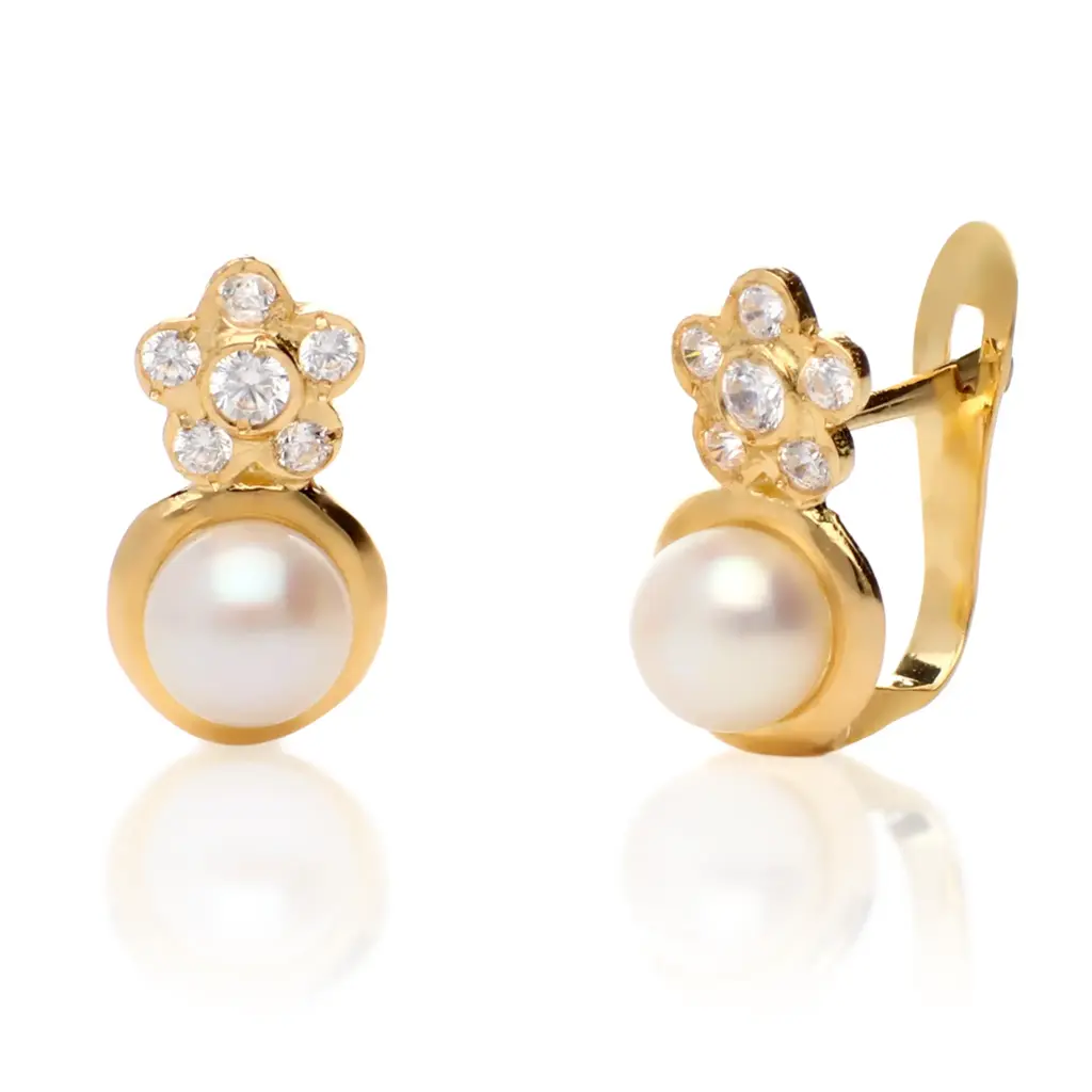Pendientes Catalán Perla con Flor