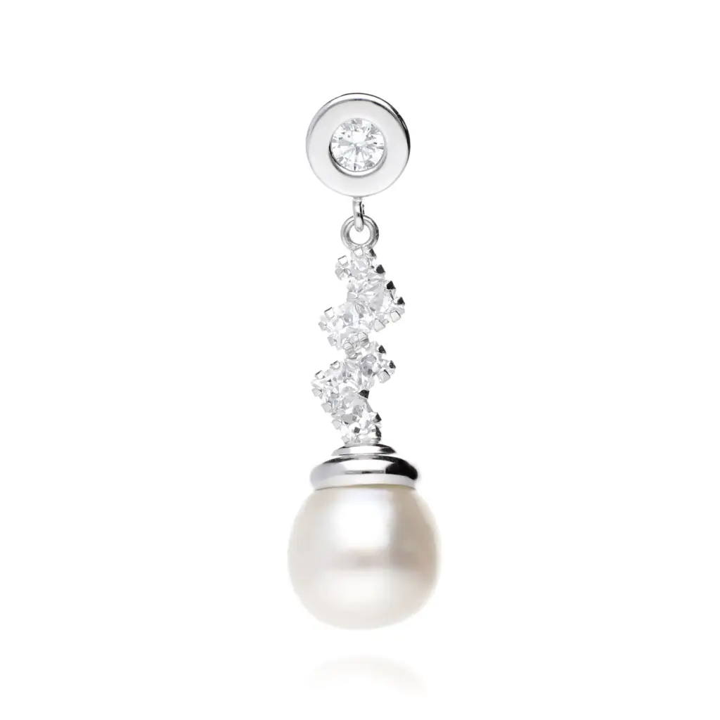 Colgante Largo con Perla Oro Blanco
