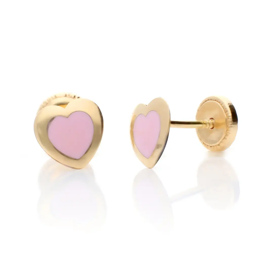 Pendientes Tuerca Corazón Esmalte