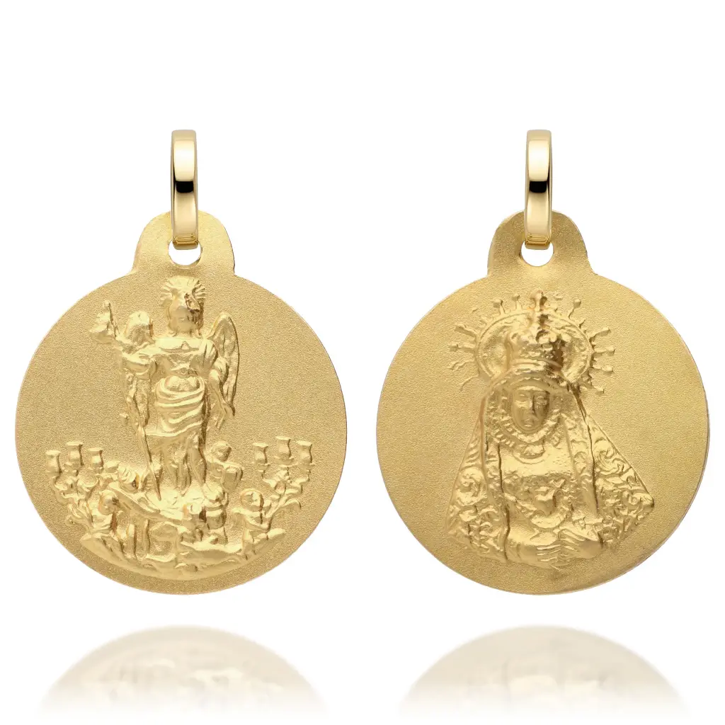 Medalla Escapulario San Rafael y Virgen Dolores Filo Bisel