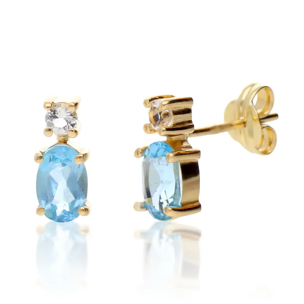 Pendientes Presión Oval Color con Circonita