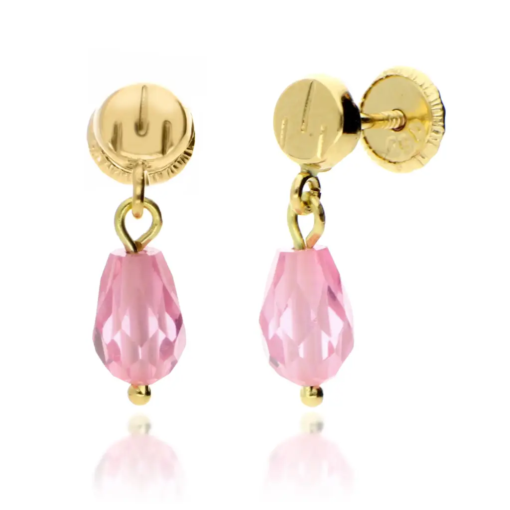 Pendientes Tuerca Lágrima Rosa