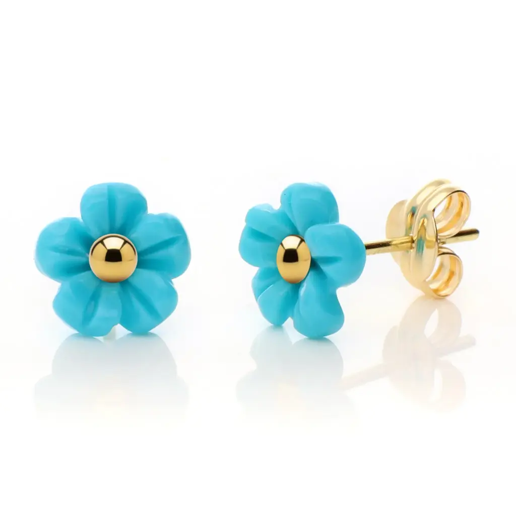 Pendientes Presión Flor Turquesa