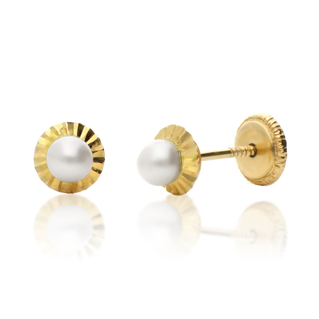 Pendientes Tuerca Perla Cerco Talla