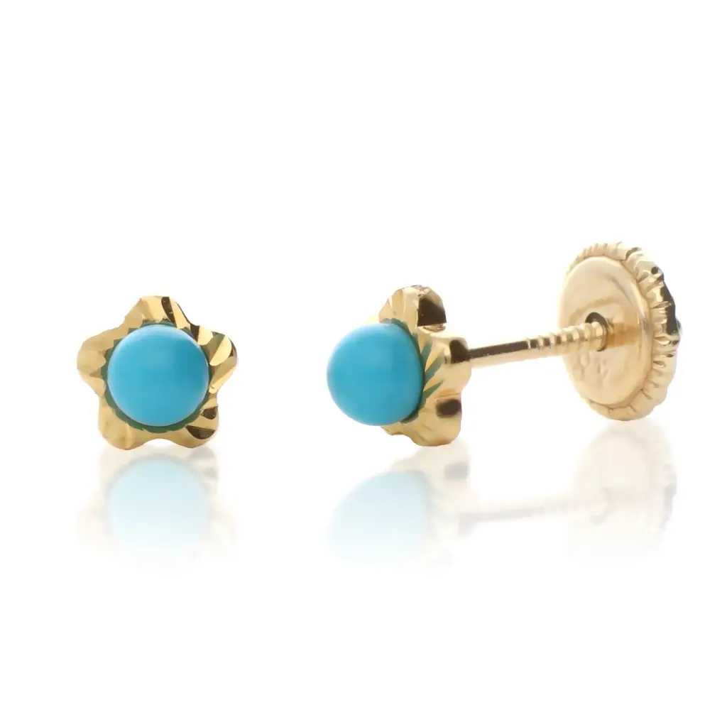 Pendientes Tuerca Turquesa Flor Talla