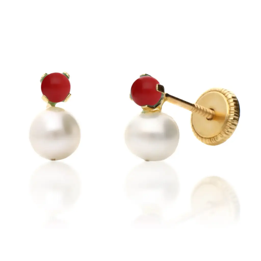 Pendientes Tuerca Coral Tu y Yo 