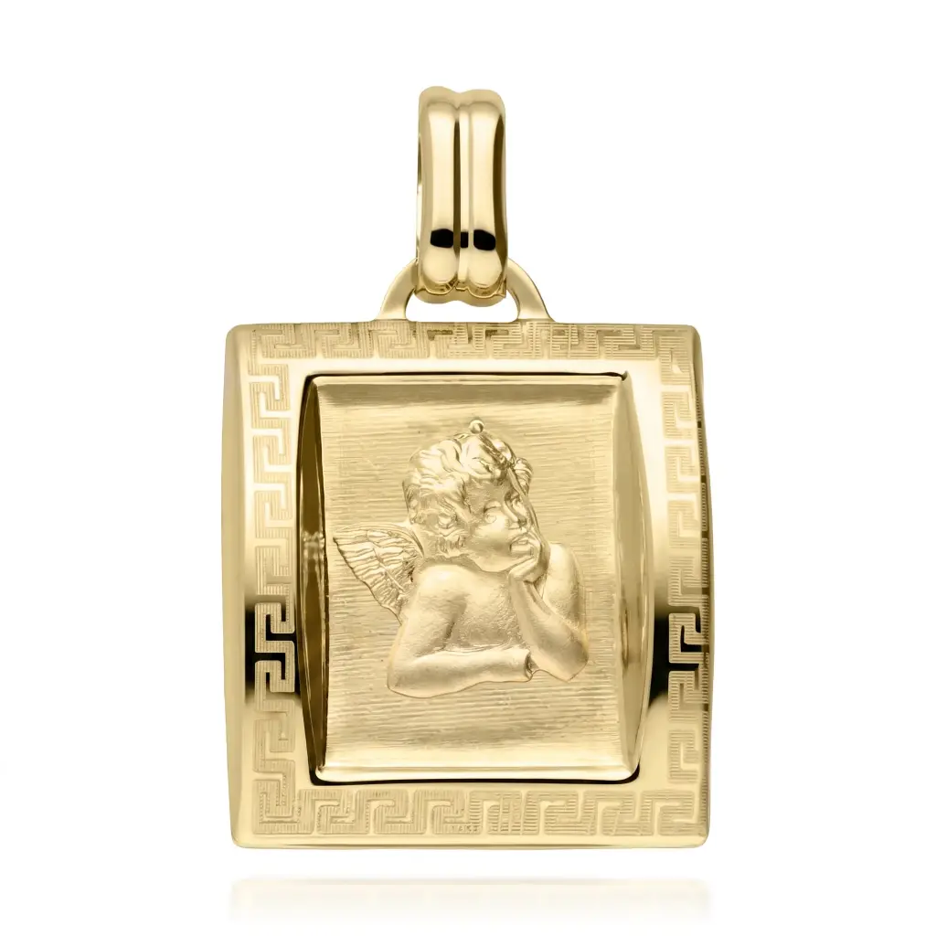 Medalla Angelote Rectángular con Talla Greca