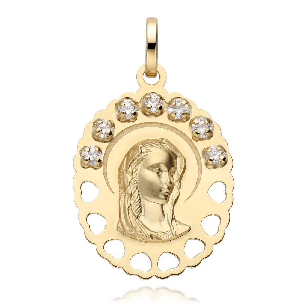 Medalla Virgen Niña Oval con Circonitas