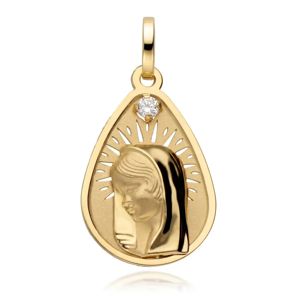 Medalla Virgen Niña Lágrima Circonita