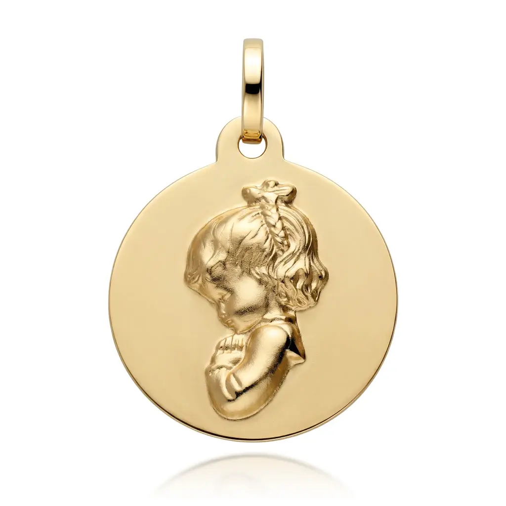 Medalla Virgen Niña Redonda Lisa
