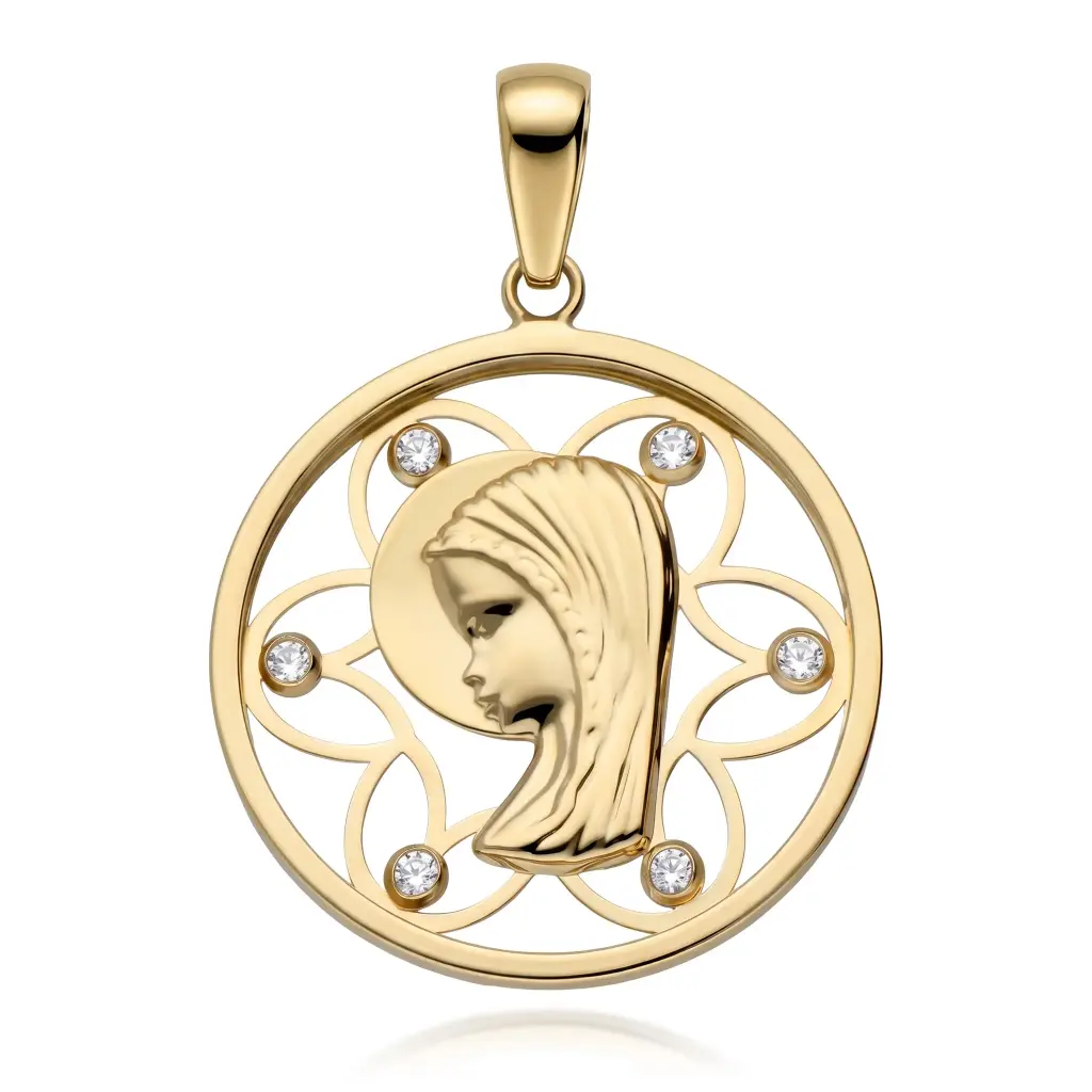 Medalla Virgen Niña Redonda Circonitas