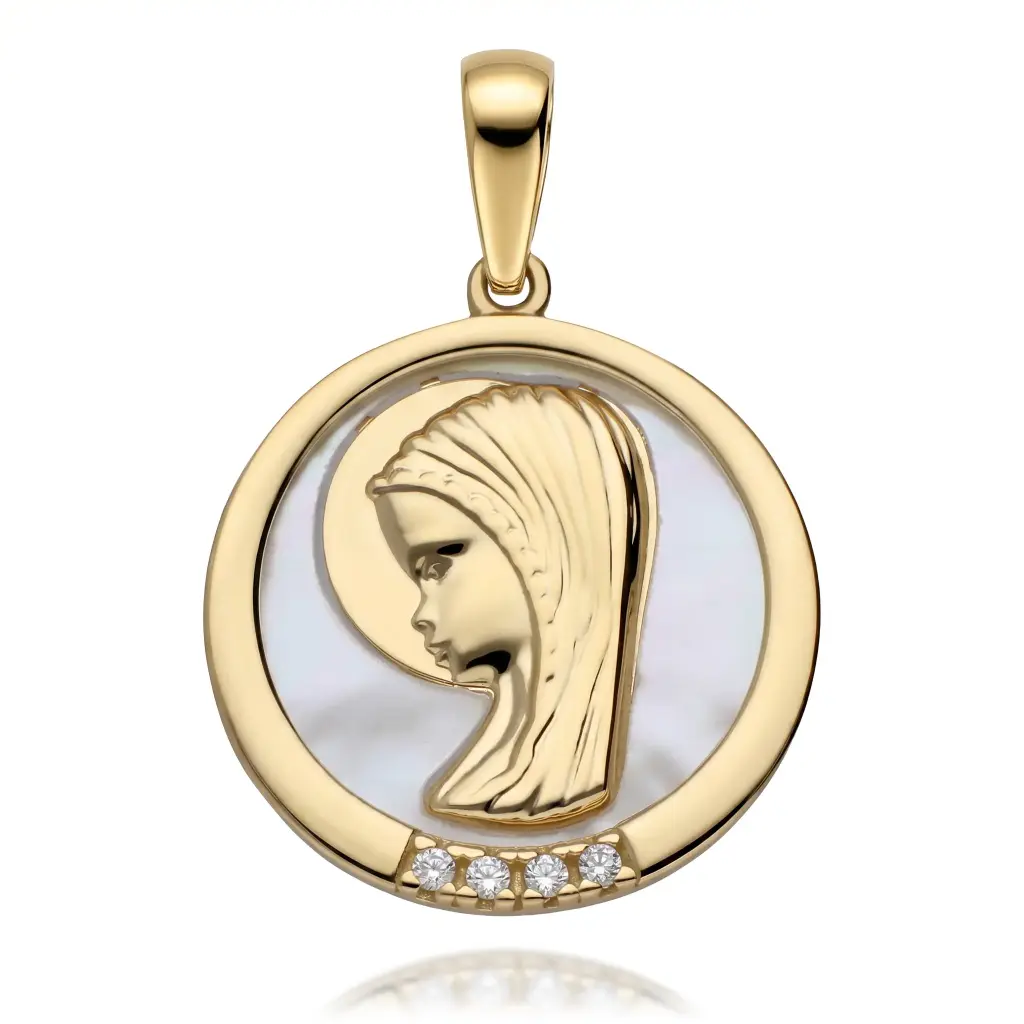 Medalla Virgen Niña Nácar Redonda
