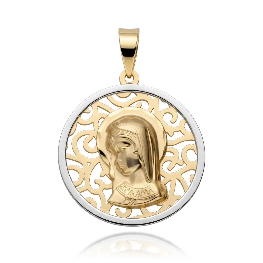 Medalla Virgen Niña Redonda Bicolor 