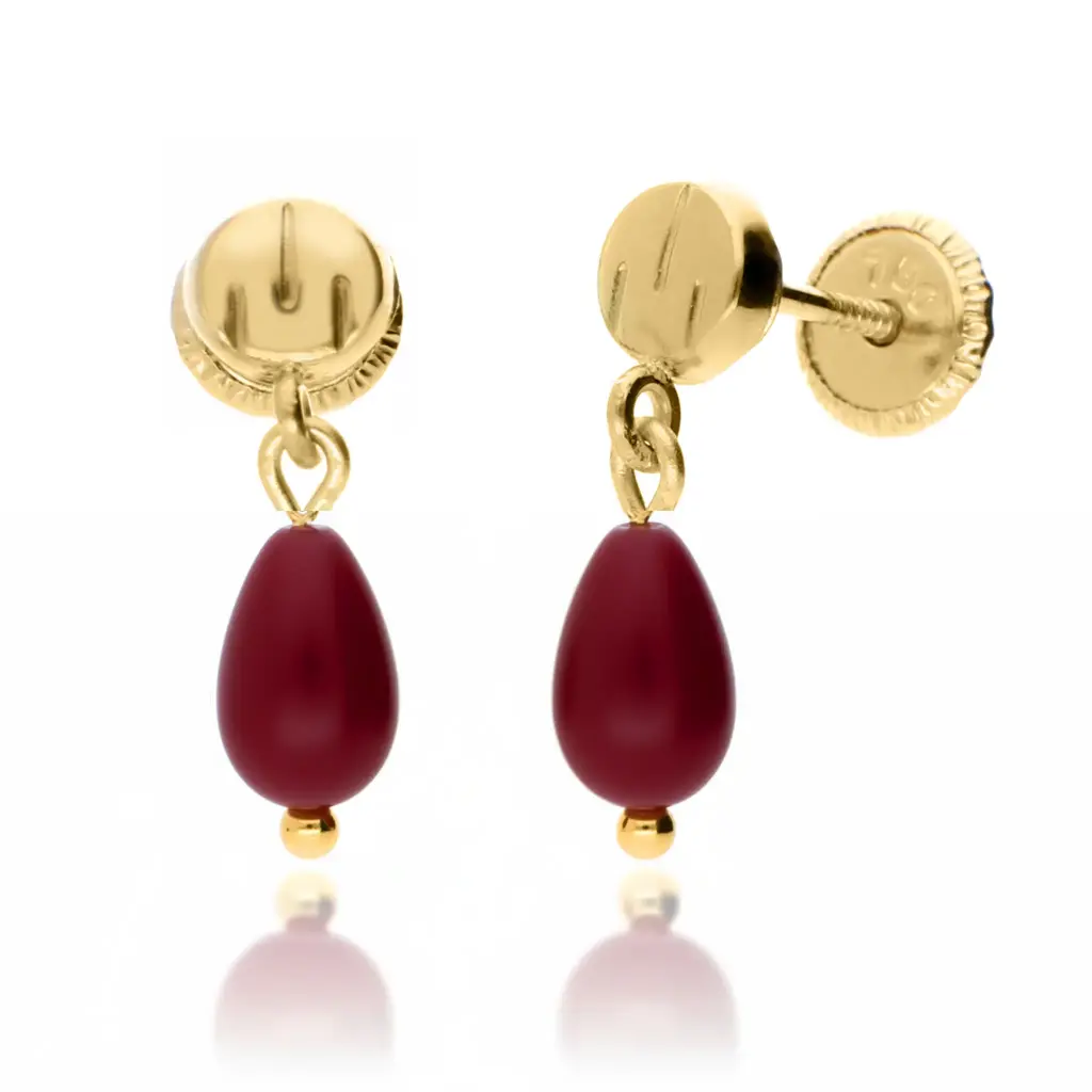 Pendientes Tuerca Lágrima Coral