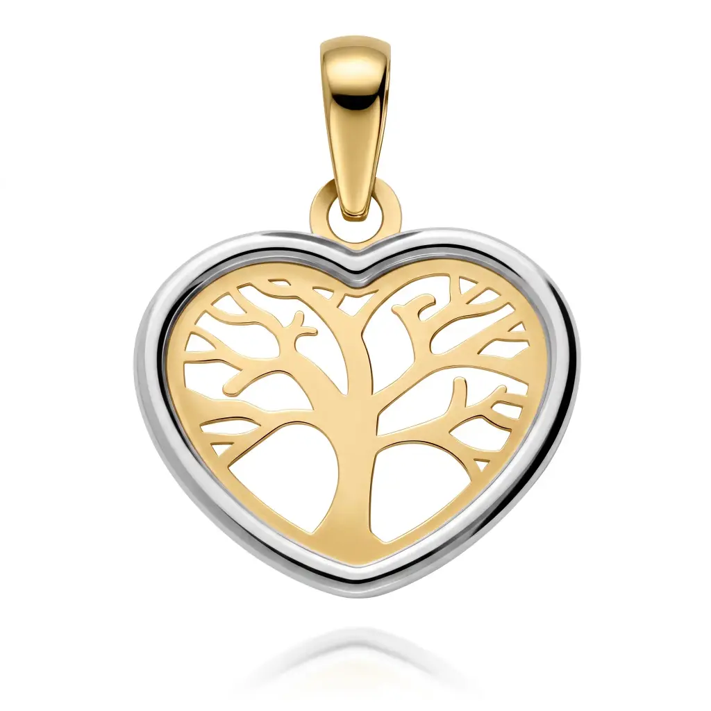 Colgante Árbol Vida Corazón Bicolor