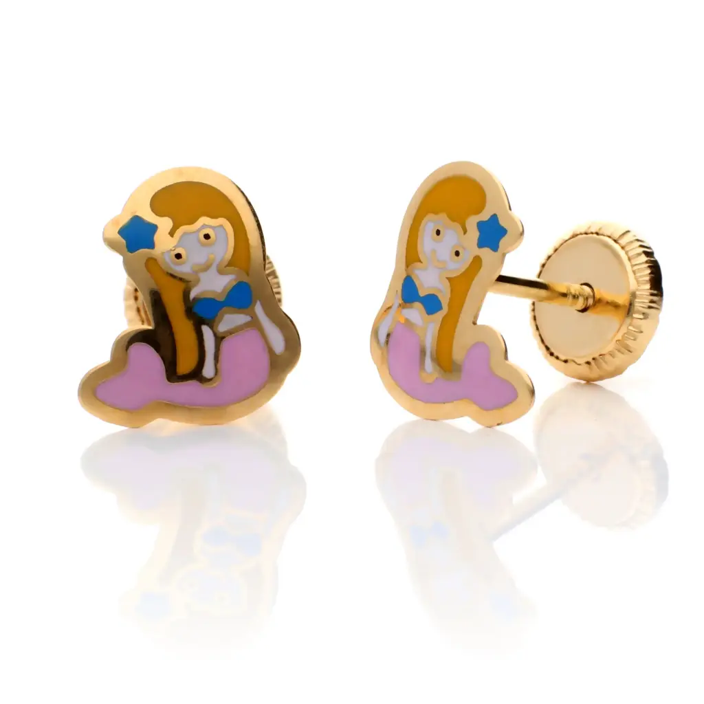 Pendientes Tuerca Sirenita Esmalte