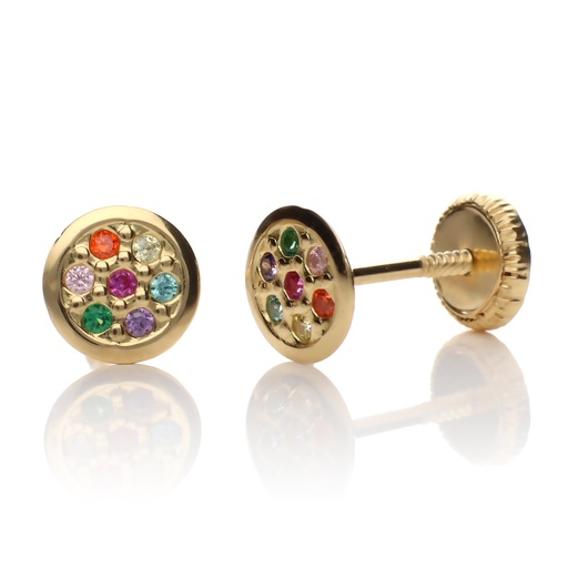 [8501] Pendientes Tuerca Redondos Color