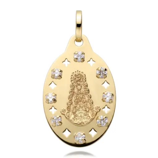 [6432] Medalla Virgen del Rocío Oval Circonitas