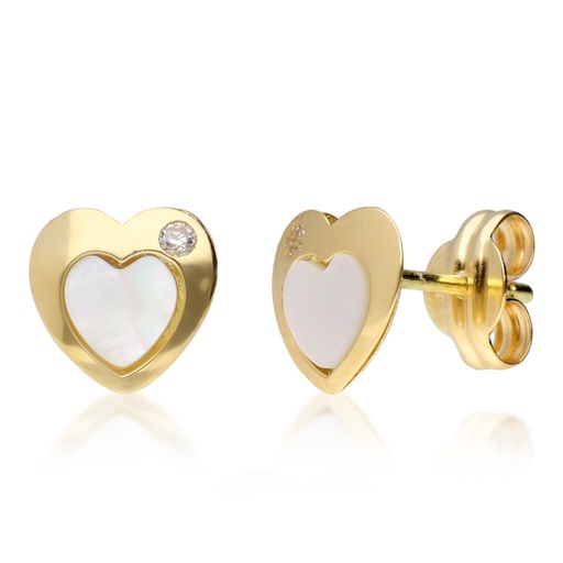 [4399p] Pendientes Presión Corazón Nácar