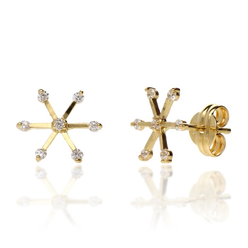 [7552p] Pendientes Presión Hielo Oro Amarillo