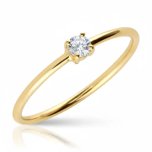 [3560 OA Circ] Sortija Solitario Oro Amarillo Circonita