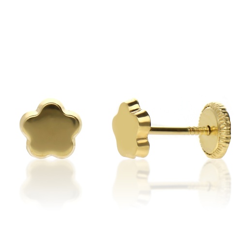 [8487] Pendientes Tuerca Flor Lisa