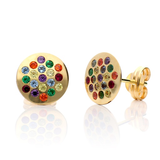 [7613] Pendientes Presión Redondo Color