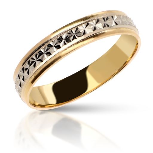 [1004] Alianza Talla 4 mm Plana Oro Bicolor