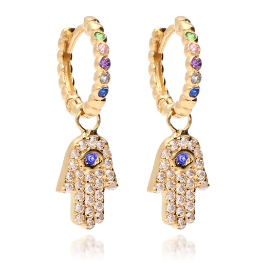 [7585] Pendientes Aros Color Mano de Fátima