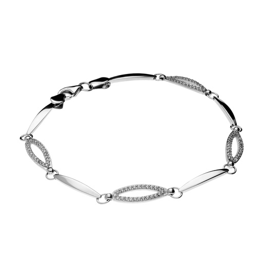 [5615p] Pulsera Engaste Oro Blanco