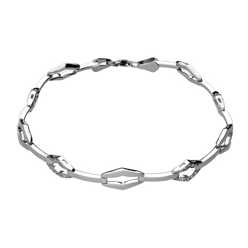 [5046p] Pulsera Engaste Oro Blanco