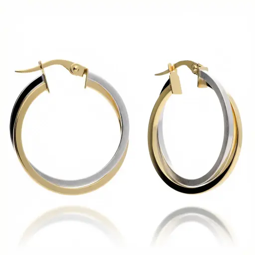 [7614 BIC] Pendientes Aros Fantasía Oro Bicolor