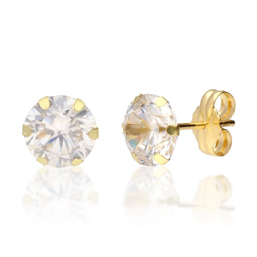 [7066 OA] Pendientes Presión 6 Garras Circonita Oro Amarillo