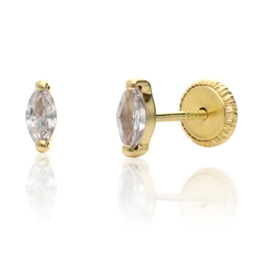 [7806] Pendientes Tuerca Circonita Oval