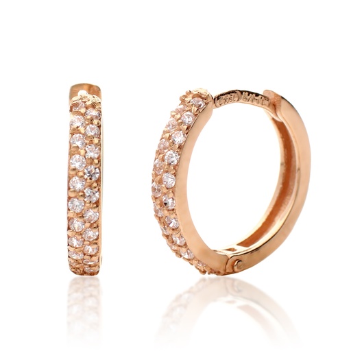 [7490] Pendientes Aros Circonitas Oro Rosa