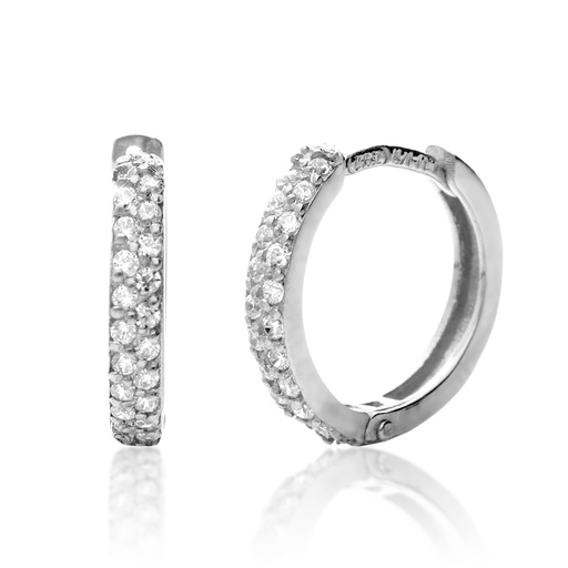 [7490] Pendientes Aros Circonitas Oro Blanco