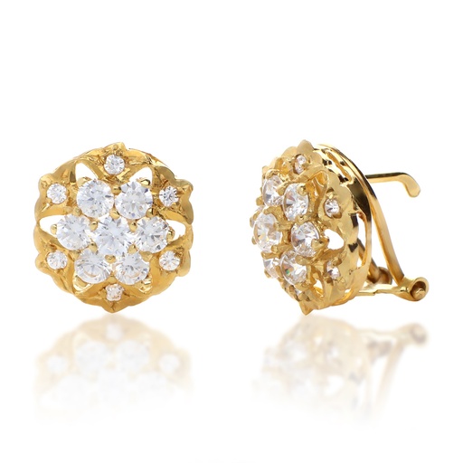 [4117p] Pendientes Omega Engaste Oro Amarillo