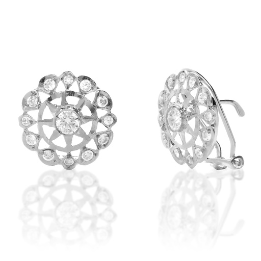 [7991p] Pendientes Omega Oro Blanco