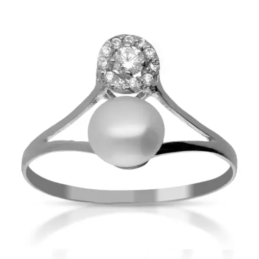 [4216s] Sortija Perla Cuajo Oro Blanco