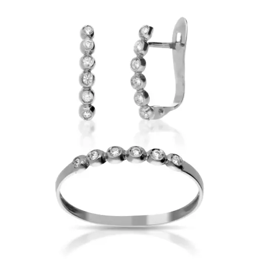 [4363 P S OBL] Juego Catalán Circonitas Oro Blanco
