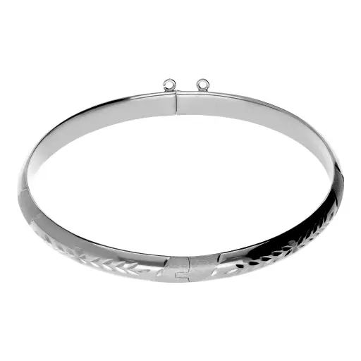 [10024 OBL] Pulsera Media Caña Talla Oro Blanco 