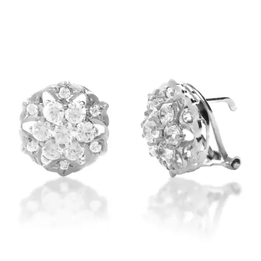 [4117p] Pendientes Omega Engaste Oro Blanco