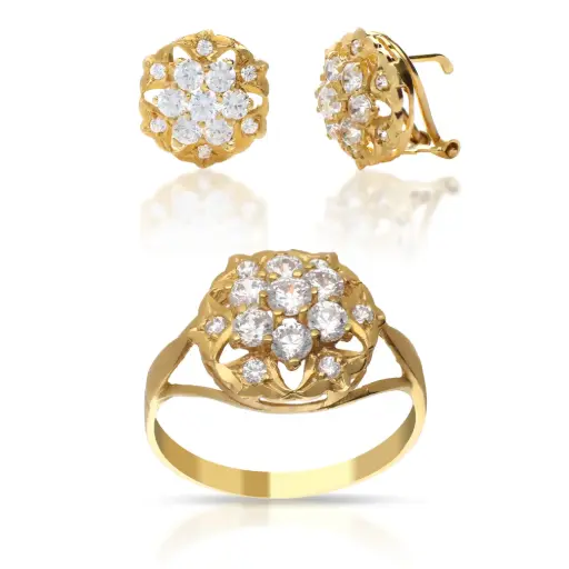 [4117 P S OA] Juego Omega Circonita Oro Amarillo