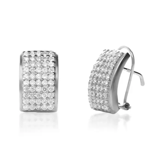 [4179p] Pendientes Omega Engaste Oro Blanco